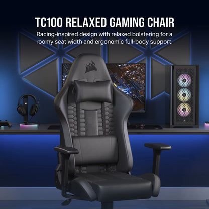 Chaise gaming TC100 RELAXED - Leatherette Noir/Noir
